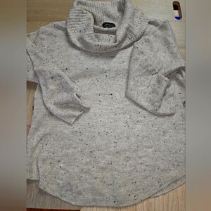 Fortunate + Ivy Cozy Gray Cream Cowl Neck Sweater With Button Details Large